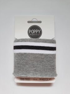 Poignets pour chandail gris, blanc & noir Poppy