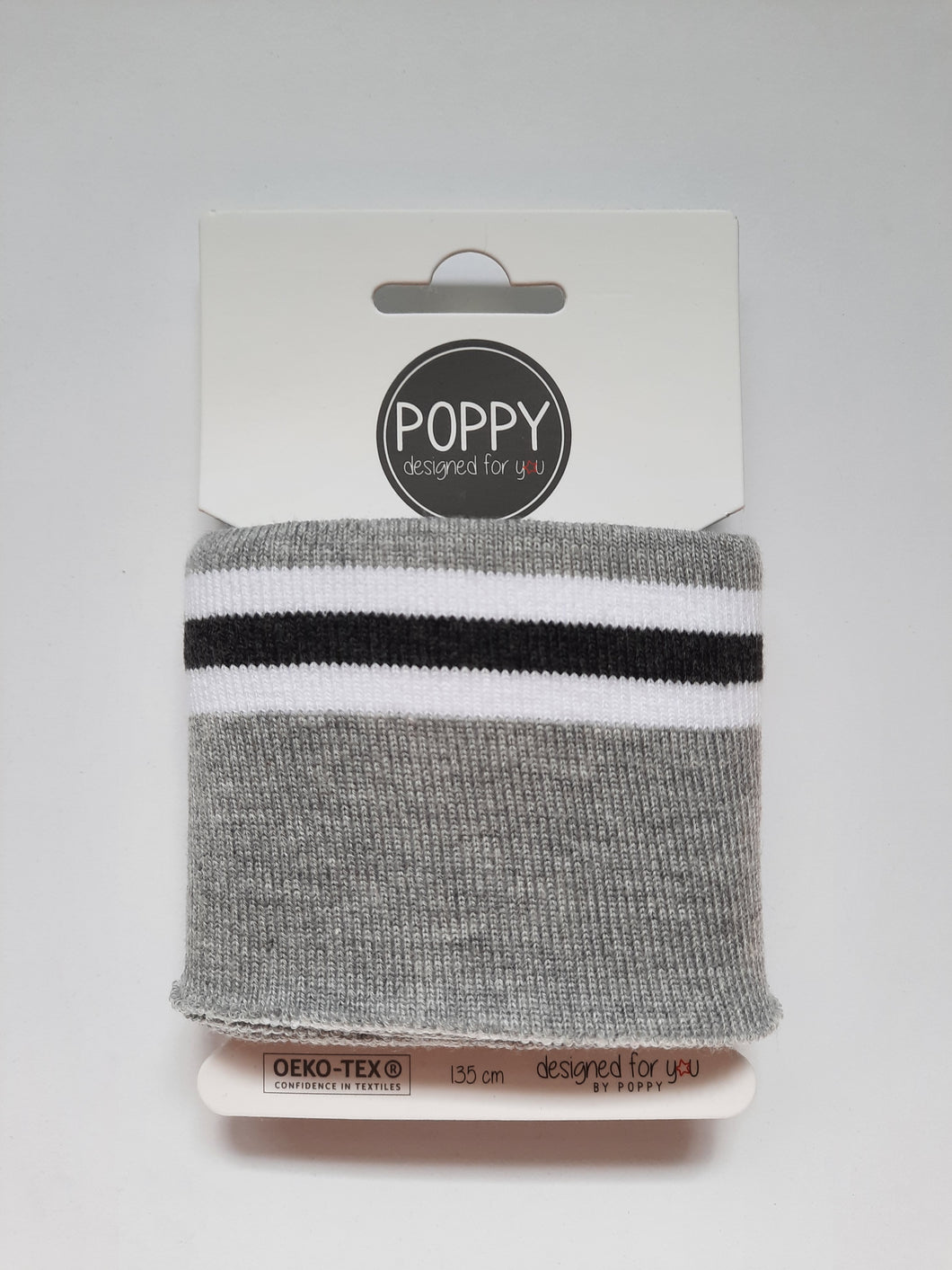 Poignets pour chandail gris, blanc & noir Poppy