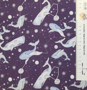 #277 baleine galaxie AP vendu au demi mètre Coton Lycra surplus