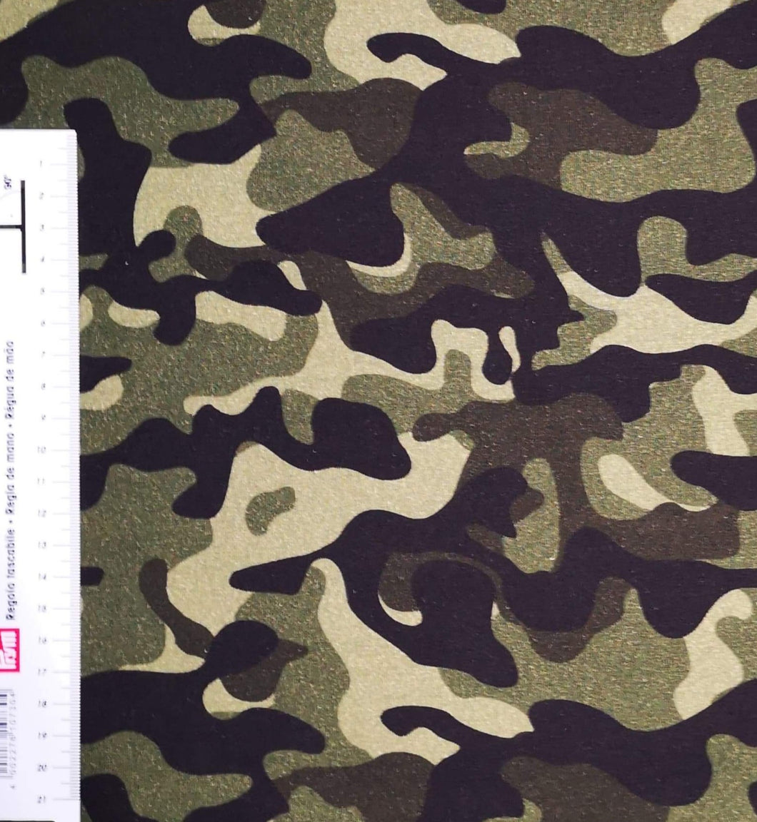 #57 camo vendu au demi mètre Coton Lycra surplus