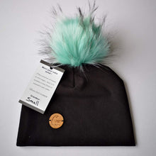 Load image into Gallery viewer, 13 cm synthetic pompom on Mint color snap

