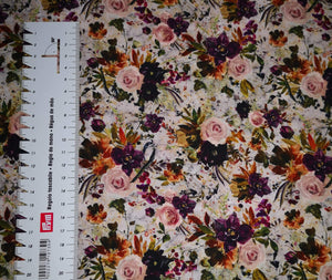 #66 fleurs de printemps vendu au demi mètre French Terry surplus